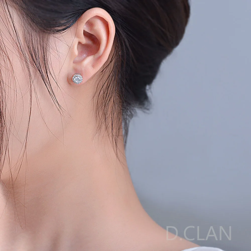 

D.CLAN Fine Jewelry 100% 925 Sterling Silver Cubic Zircon Earrings Stud For Women Sparking Engagement Wedding Party Gift