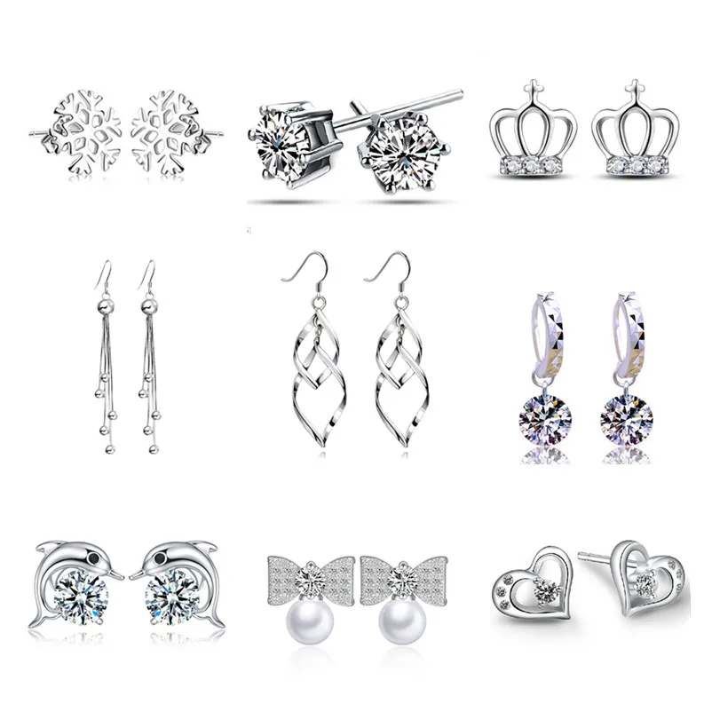 Отправка в течение 24 часов! Новые посеребренные Висячие серьги гвоздики с