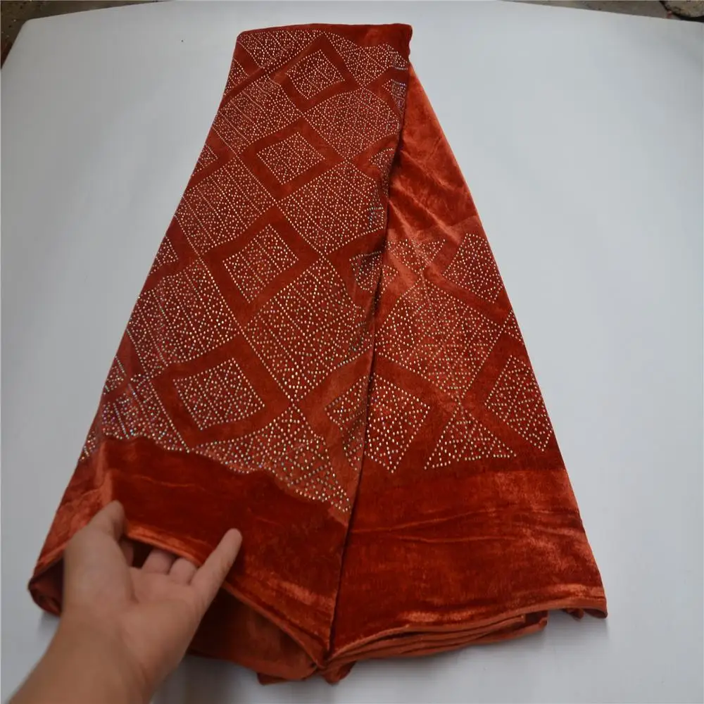 

New Arrival African Velvet Lace Fabric 2020 High Quality Stones Lace Nigerian French Lace Fabrics For Wedding Party Dress