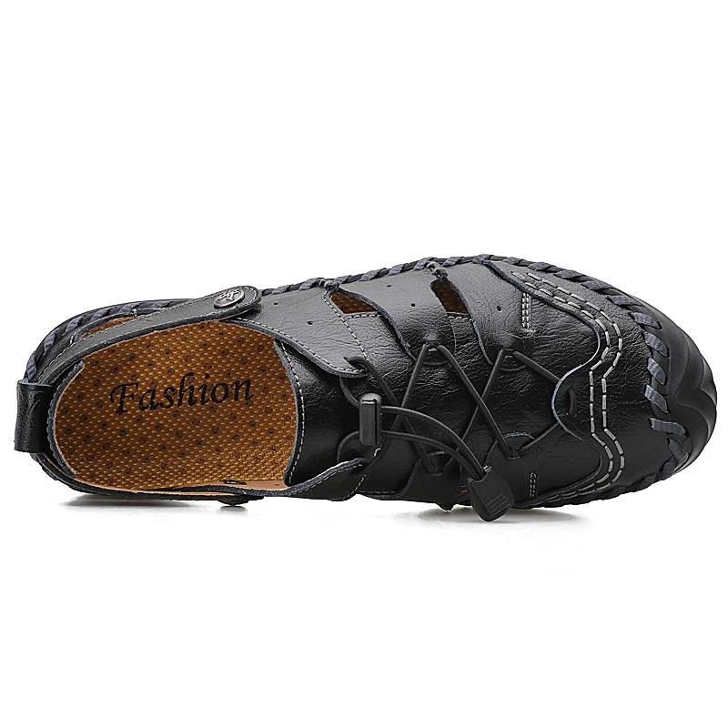 

2021 Summer Men's Genuine Leather Sandals Fashion Soft And Comfortable Non-Slip Outdoor Beach Platform Sandals Large Size 38-48