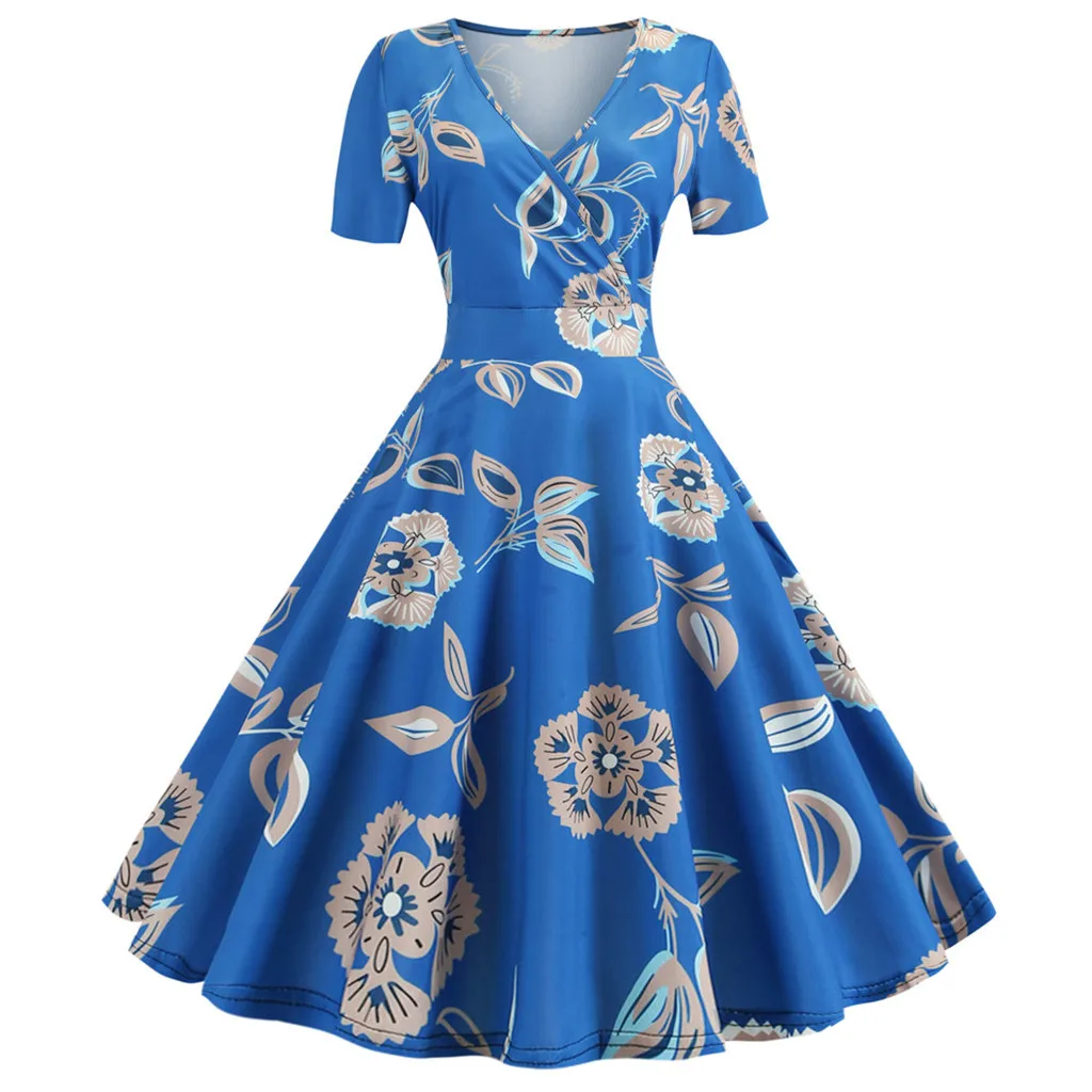 JAYCOSIN женское винтажное платье с коротким рукавом вечерние платья принтом
