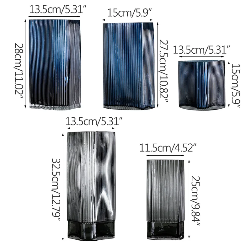 

Nordic Vertical Corrugated Glass Flower Vase Home Decoration Modern Art Flower Vase Plant Holder Desk Hydroponics Decor Figurine