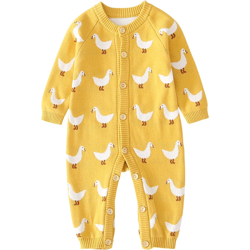 

Autumn Baby Rompers Cartoon Knitted Newborn Boys Jumpsuits Girls Clothes Winter Long Sleeve Toddler Sweater Children Overall