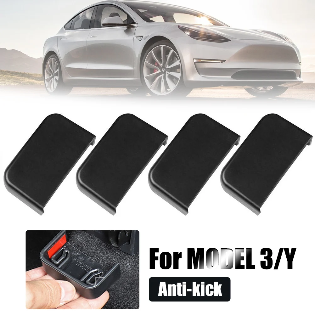 

4Pcs Car Anti-Kick Soft Rubber Plug Rear Seat Slide Rail Plug Easy Installation Scratch-Resistance for 2018-2021 Tesla Model 3 Y