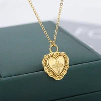 vintage cross heart necklaces for women stainless steel gold heart female pendant choker chain necklace jewelry collier femme