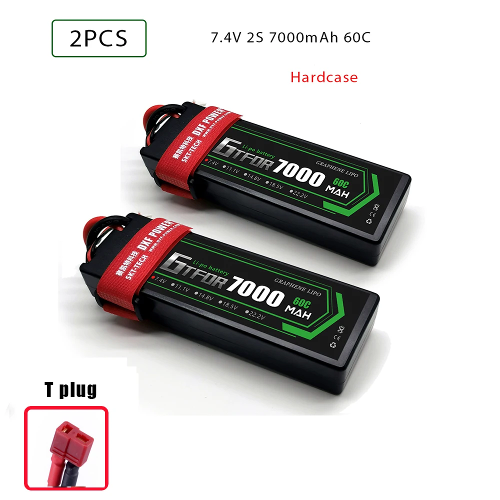 2PCS2S7000hardT GTFDR Батарея Lipo 2S 4S 7,4 V 14,8 V 5200 7000mah 6500 45C 60C 100C MAX 200C Жесткий Чехол для 1:8 1:10 RC багги Truggy автомобиля - Цвет: 2PCS2S7000hardT