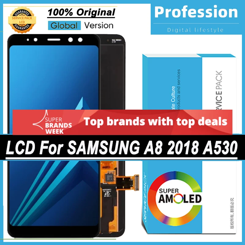 100% Оригинальный 5 6 'ɺMOLED дисплей для Samsung Galaxy A8 2018 A530 A530F ЖК-сенсорный экран