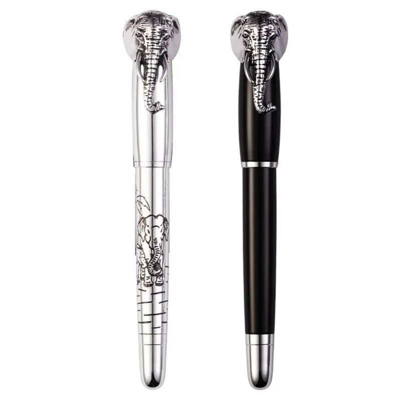 

594F Elephant Head in Lid Fountain Pen Delicate Medium Nib Signature Pens Business Home Office School Supplies