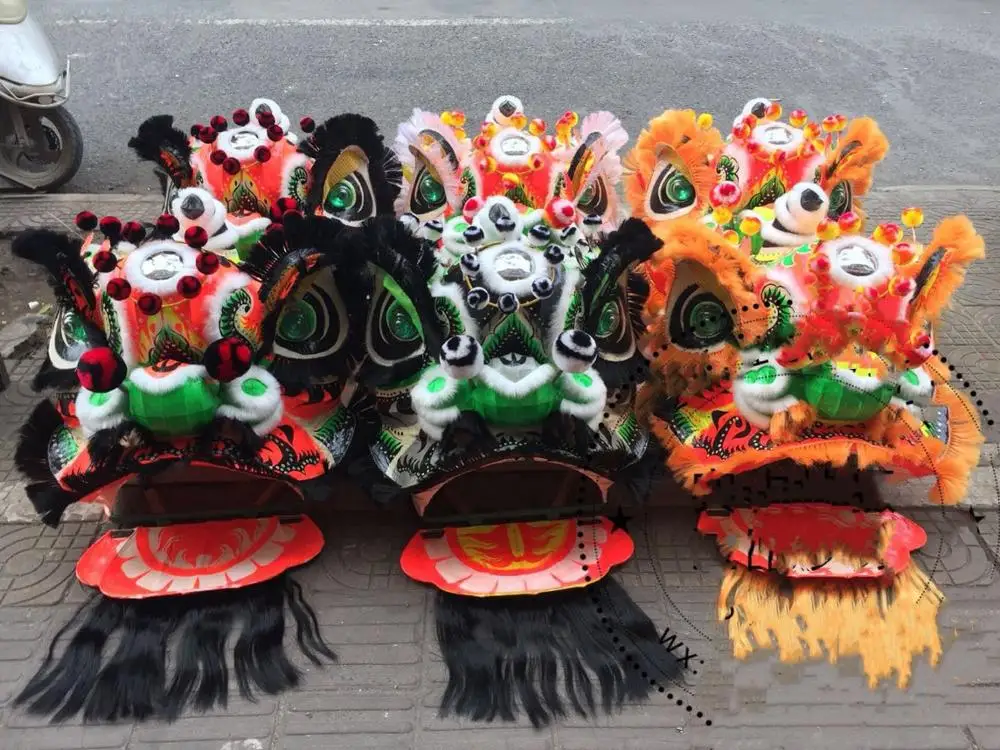 Южно Танцевальный Костюм Льва два взрослых льва наряд для танцев шерсть ручная