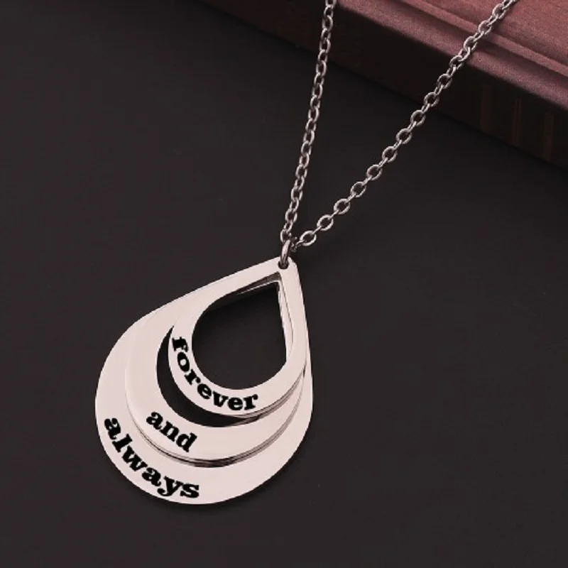 Personalized Name Necklace 925 Sterling Silver Water Drop Circle Pendant Necklaces Engrave 2-4 Names Pendant Women Jewelry