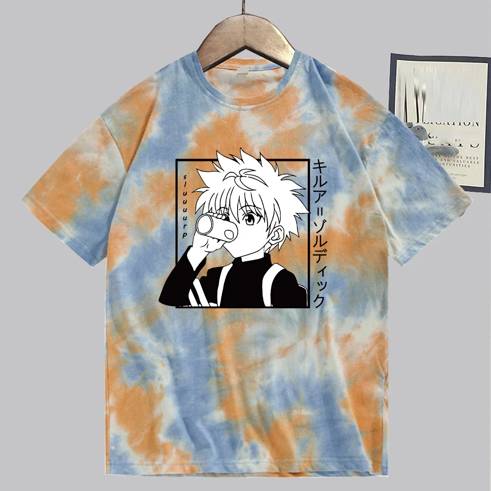 

New Fashion Hunter X Hunter Anime Tie-dye T-shirt Harajuku Hip Hop Streetwear Ulzzang Chic Tees Unisex Causal Tops