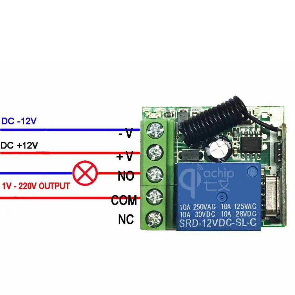 

433 Mhz Universal Wireless Remote Control Switch DC 12V 1CH Relay Receiver Module and RF Transmitter Electronic Lock Control Diy