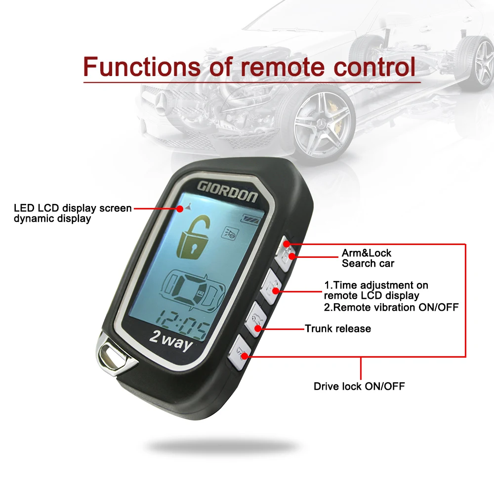 2way автоматическая система сигнализации с большим ЖК экраном пульт
