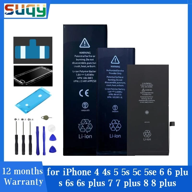 

Suqy 6s Battery for Iphone 4/4s/5/5s/5c/se/6/6 Plus/6s Plus/7/7 Plus/8/8 Plus Battery Bateria Accumulator Rechargeable Batterie