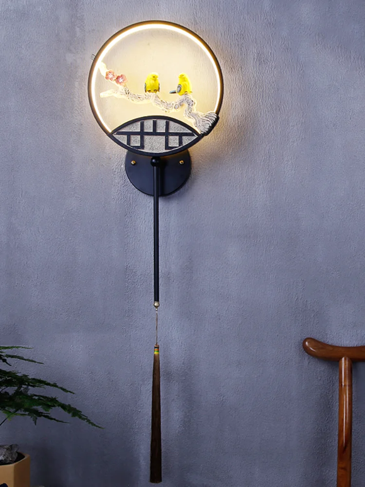 

Bedside Lamp New Chinese Style Lamp Living Room Room Bedroom Tea Room Aisle Stairs Creative Personality Background Wall Lamp