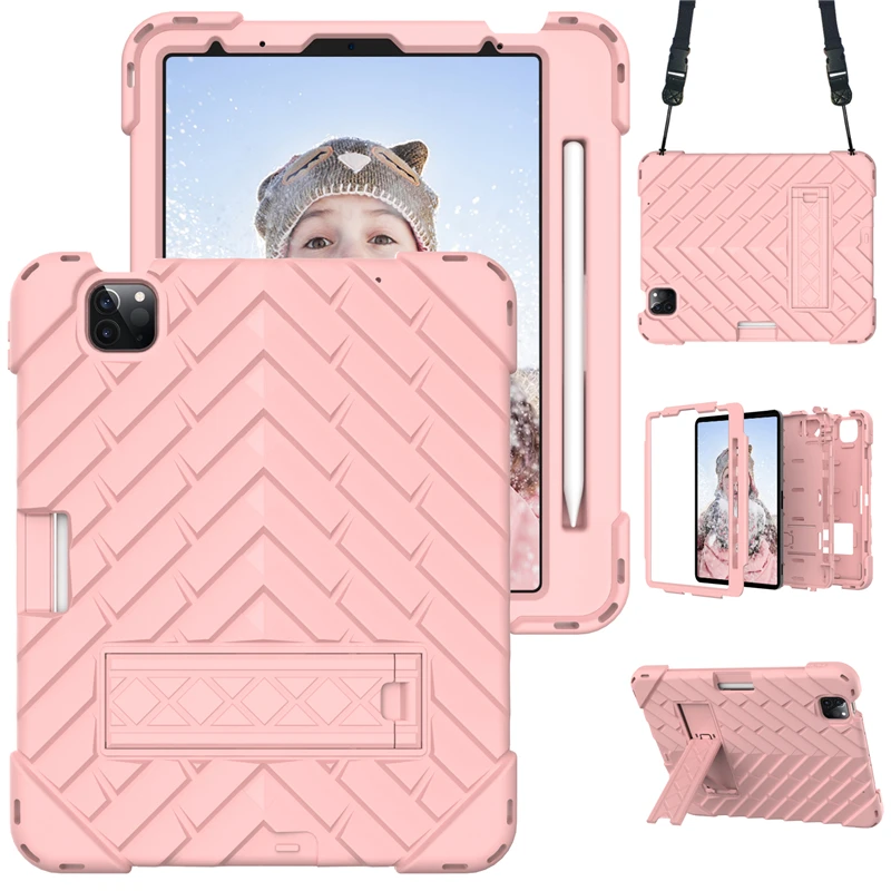 

Чехол для iPad 2020 Air 4 с держателем для карандаша для iPad Pro 11, детский чехол, подставка, плечевой ремень для ipad air 4 поколения 2020