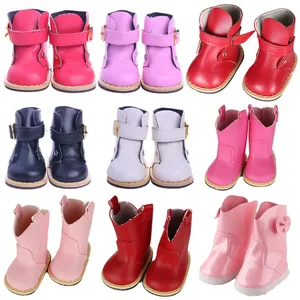 Кукла Одежда обувь ботинки сплошной цвет с розовым бантом для 18 дюймов американский и 43 см детская кукла для нашего поколения Рождество Девочка