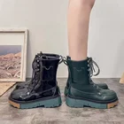 Женская обувь на платформе, новинка 2021, зимние дизайнерские мотоциклетные ботинки со шнуровкой, женские Теплые ботильоны для снега