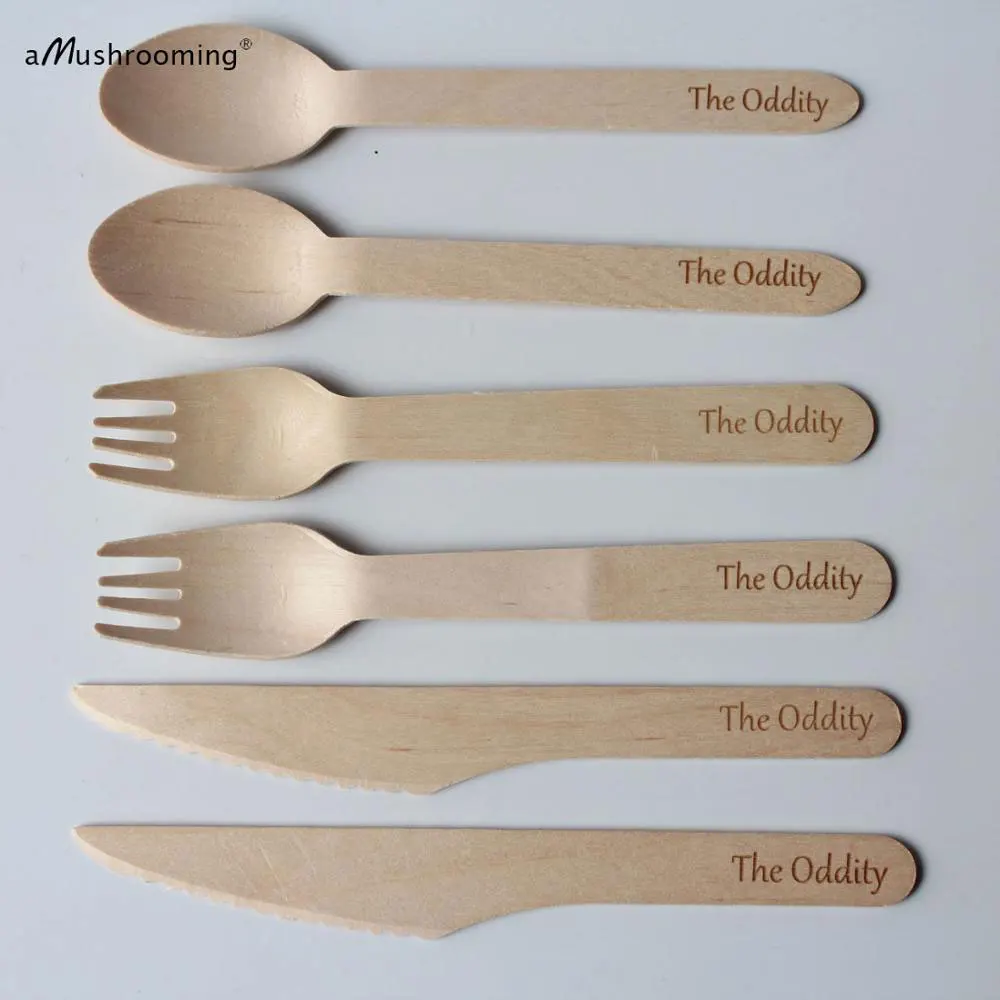 Деревянные столовые приборы одноразовые ложки ножи вилки десертные