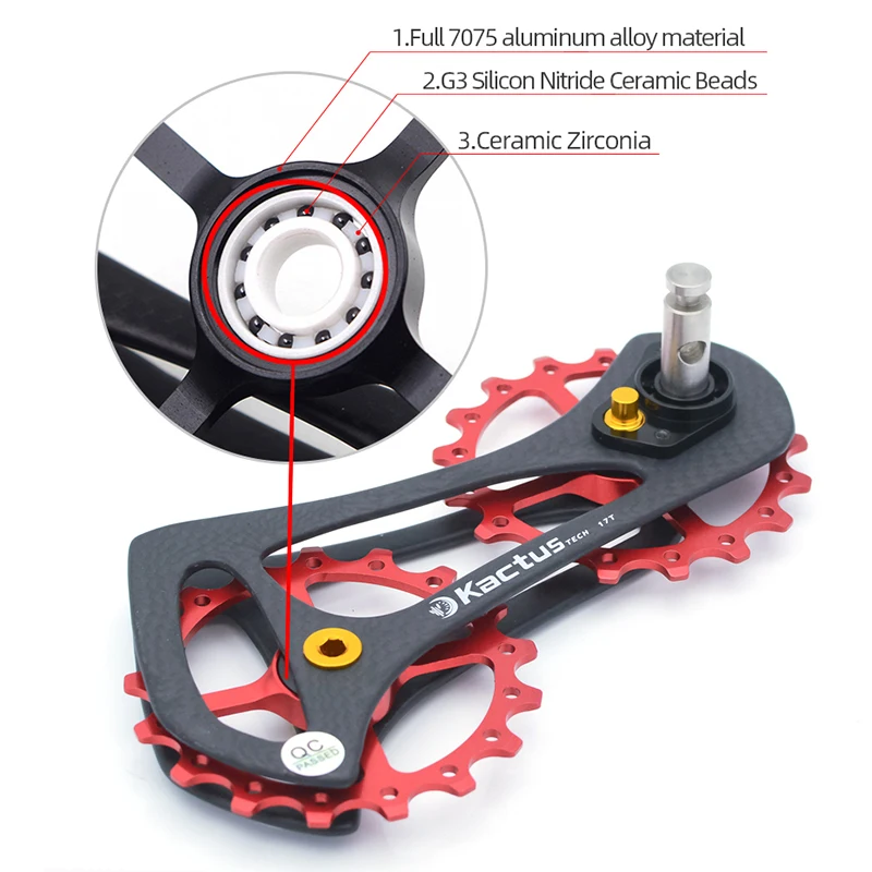 Bicycle Rear Derailleur Pulley 17TS  Carbon Fiber Cage Ceramic Bearing Fit for Shimano 5800/ 5700/ 4700/ 4600 & 105/Tiagra images - 6