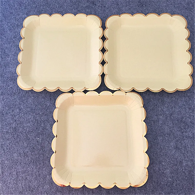 24 шт. квадратные обеденные тарелки из фольги 23 см|Одноразовая посуда для