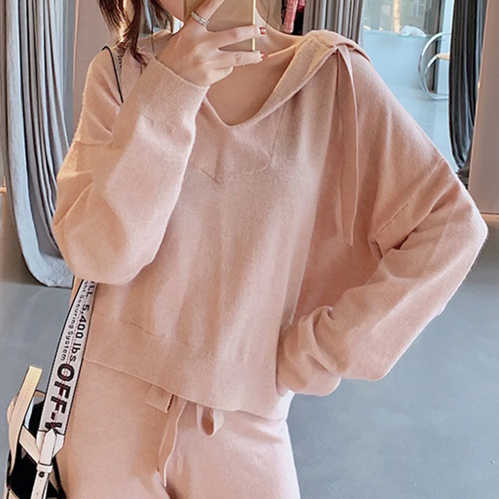 Комплект из двух предметов осенне весенние корейские милые однотонные толстовки