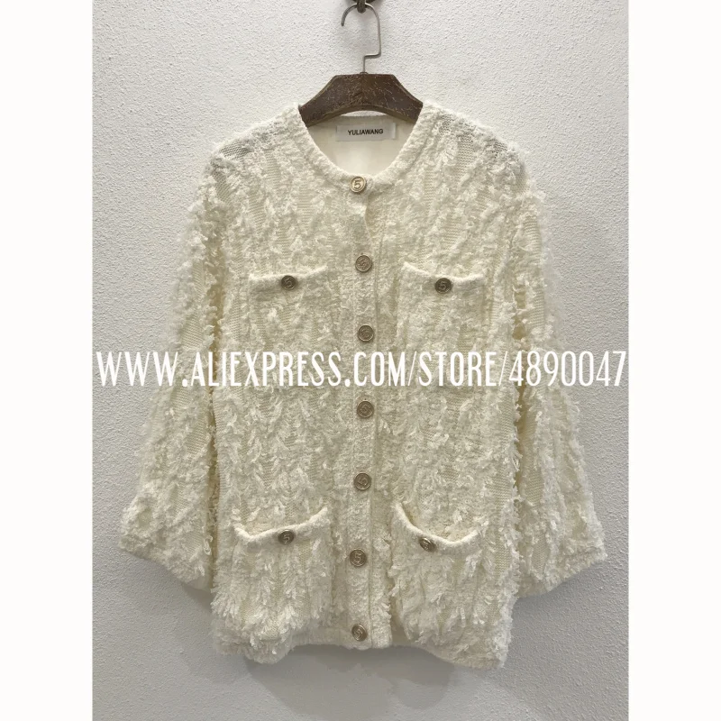 

Hollow crocheted tassel knit cardigan casual loose thin exquisite high-end temperament jacket silk lining