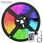 Светодиодная лента RGB 2835 с USB и инфракрасным управлением, гибкая лампа-полоска с диодами для украшения стола, телевизора, экрана, праздника, 5 В, 1 м-5 м