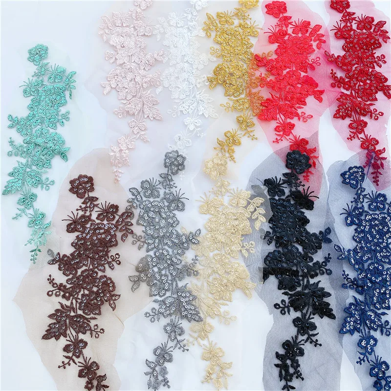 Красочные кружева вышитые украшения блесток аппликация патч для свадебного