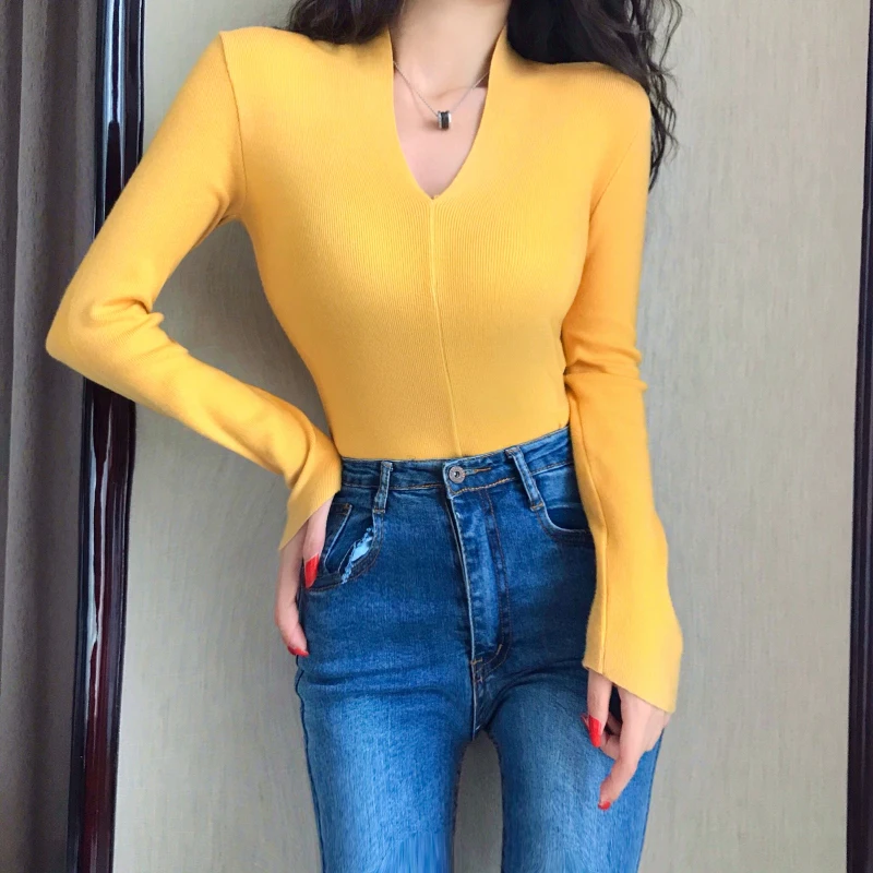 Женский свитер мягкий корейский стиль обтягивающий зимний сексуальный