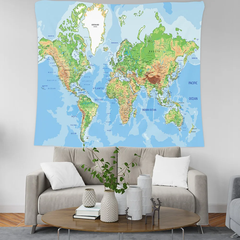 Retro World Map Wall Hanging tapestry Sleeping Pad Wall Tapestry Middle Ages Map Printed Art Tapestries Watercolor Decor TAP229