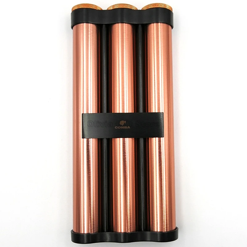 

COHIBA High Grade Metal Cigar Cigarette Tube Hydrating Holder Case Smoking Tool With Humidifier for 2/3 Cigars Of 50 Ringage