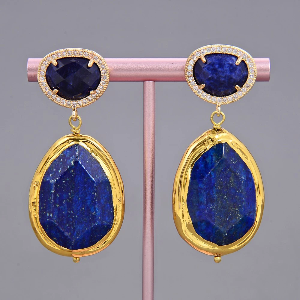 Серьги-гвоздики с покрытием из натурального лазурита