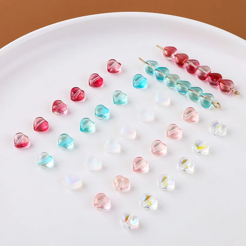 10 шт Мини Блестящий магический цвет стеклянные бусины любовь перфорация милые DIY