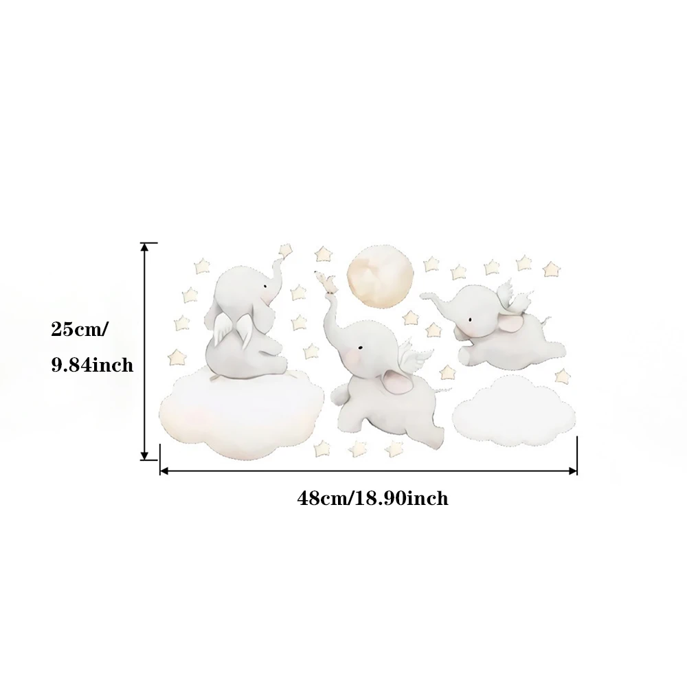 Летающий Слон наклейка на стену животное с облаком луной звездой Дамбо Настенный