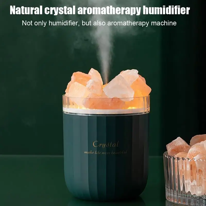 

Crystal Salt Stone Air Humidifier Home Mute Air Purifier Aroma Essential Oil Diffuser Night Light Sprayer for Bedroom Home Decor