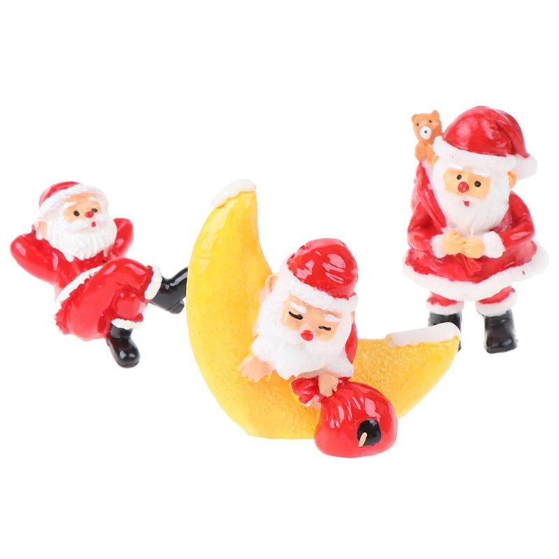 

1pc Resin Mini Resin Christmas Decoration Fairy Santa Claus Snowman Model Christmas Tree Miniature Figurines Home Decoration