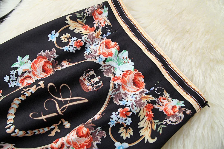 

European and American women's clothing 2020 autumn new style Long-sleeved lace shirt Vintage printed skirts Fashion suits