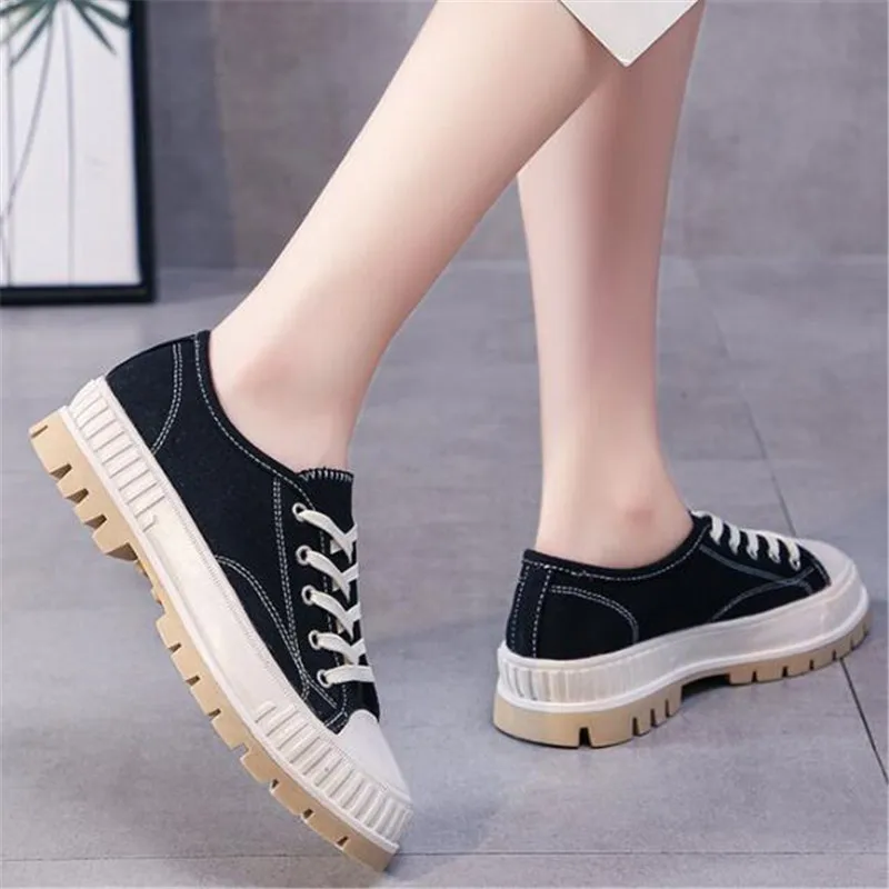 

bottom large size women's shoes new casual breathable womens canvas shoes fashion shallow mouth platform sneakers women loafers