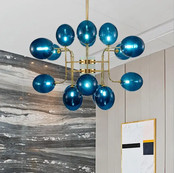 Современная молекулярная люстра с голубыми магическими бобами креативная