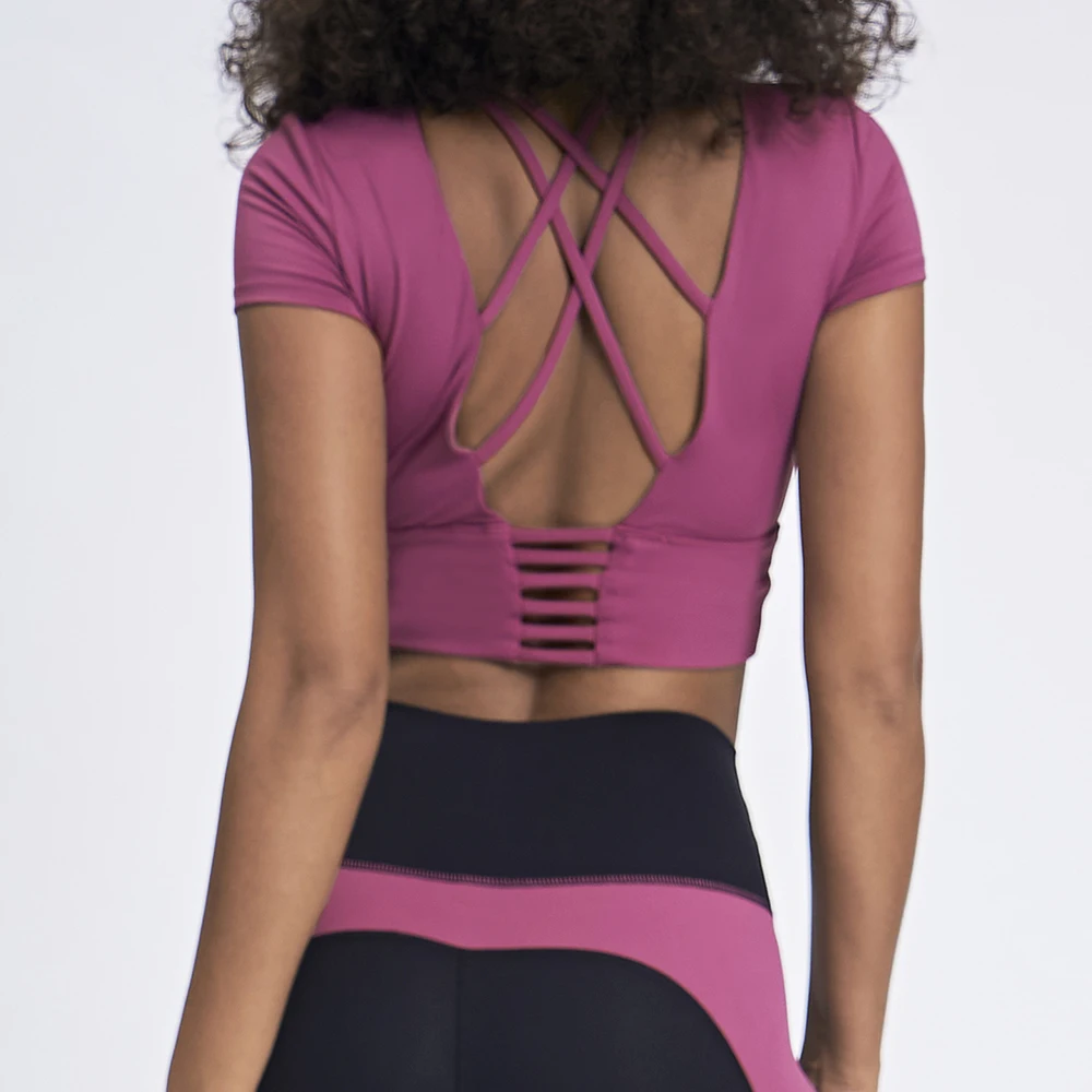 

GYM Bra Cross Back Wireless Padded Fitness Sportswear Yoga Top