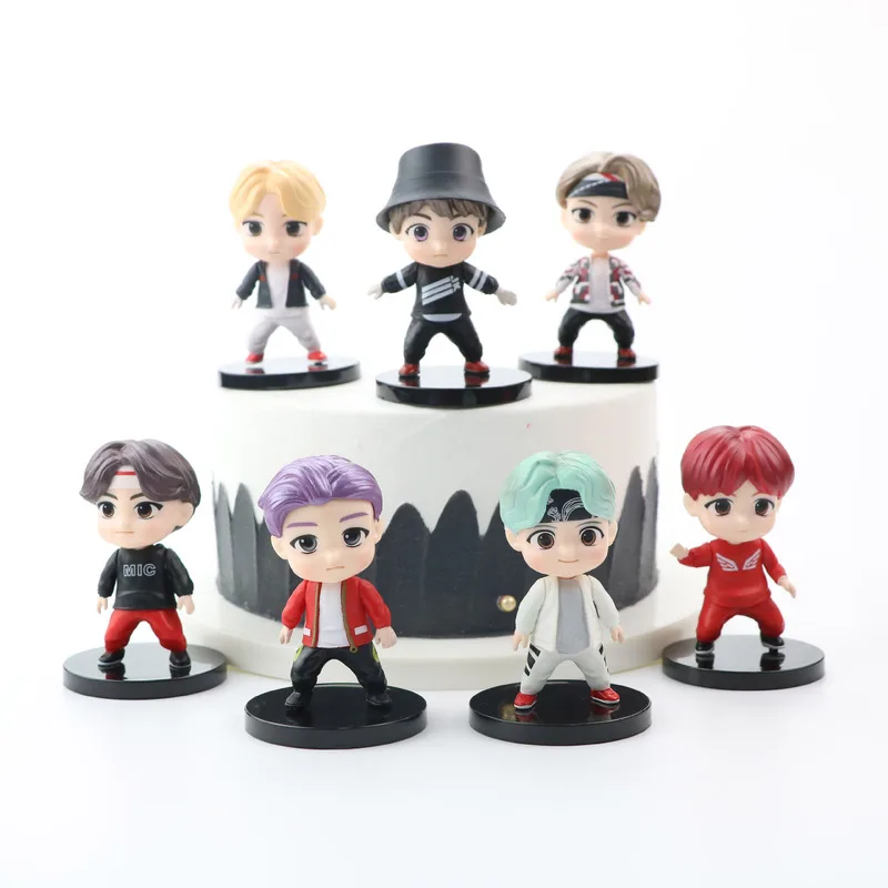 2020NEW KPOP футболка со звездой Группа Bt21 Фигурки игрушки 7 шт. Bangtan мальчик группы