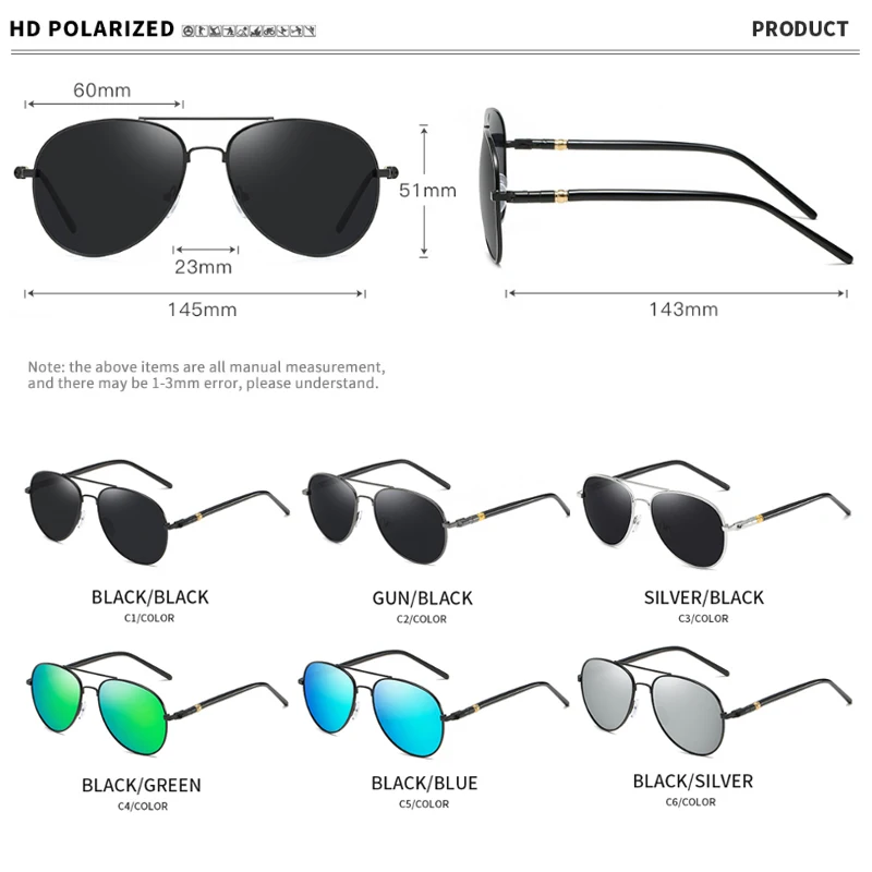 

SIMPRECT Pilot Polarized Sunglasses Men 2021 UV400 High Quality Retro Sunglasses Vintage Anti-Glare Driver's Sun Glasses For Men