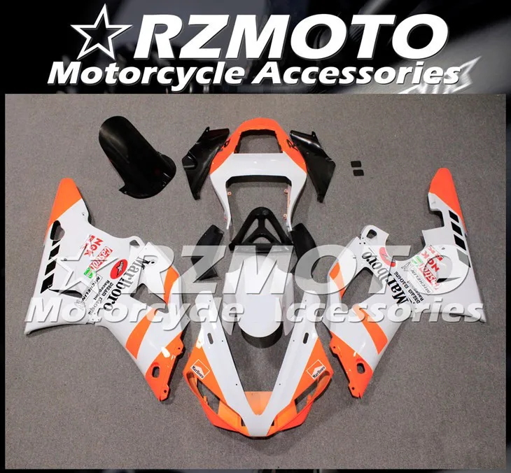 

New ABS whole Motorcycle Fairings Kit Fit For YZF-R1 00 01 R1 2000 2001 bodywork set white orange