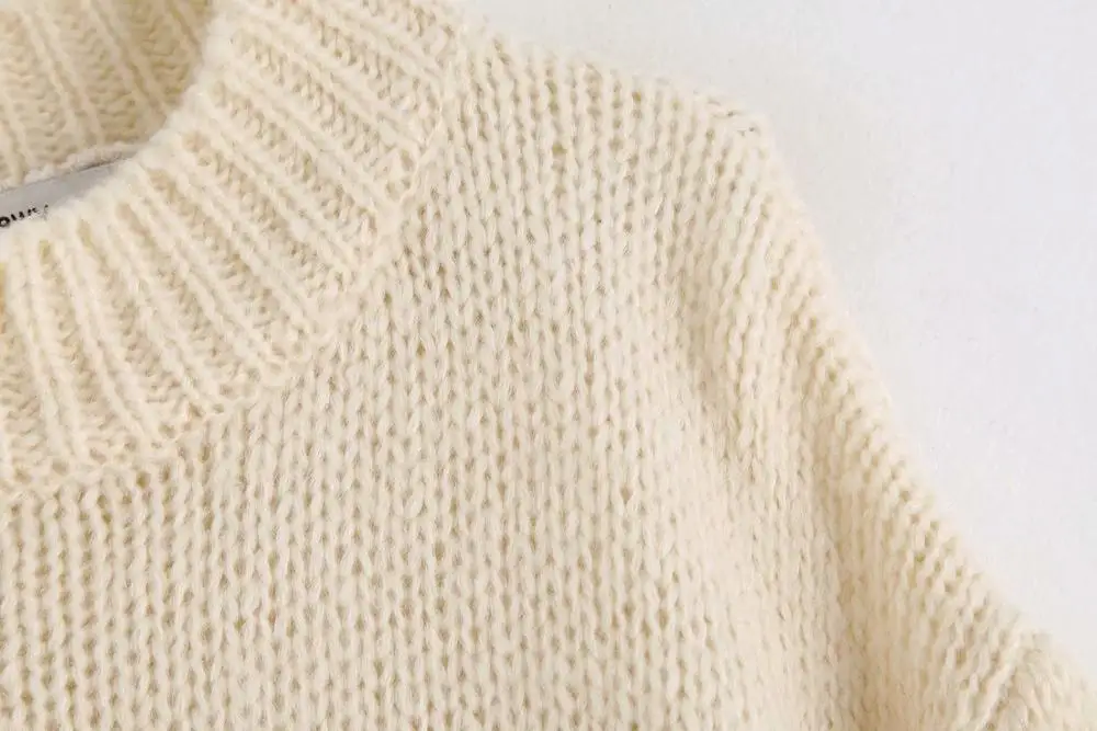 Dropshipping elegant Light Green Loose Knitted Retro Long sleeve Women Sweater casual vintage streetwear Tops | Женская одежда