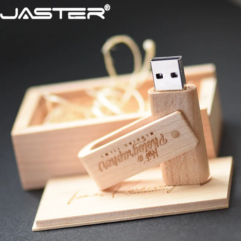 JASTER(более 10 шт бесплатный логотип) деревянный Спин+ коробка USB 2,0 флешка 4 ГБ 8 ГБ 16 ГБ 32 ГБ 64 ГБ 128 ГБ usb флеш-накопитель U диск подарок