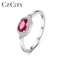 czcity ruby ring for women gemstone rings 925 sterling silver classic cz stone accessories fine jewellery christmas gift sr622