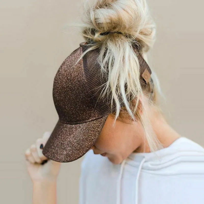 

Hirigin Baseball Cap Men Women Glitter Ponytail Snapback Adjustable Summer Sunhat Mesh Trucker Hat Gorras Outdoor Cap