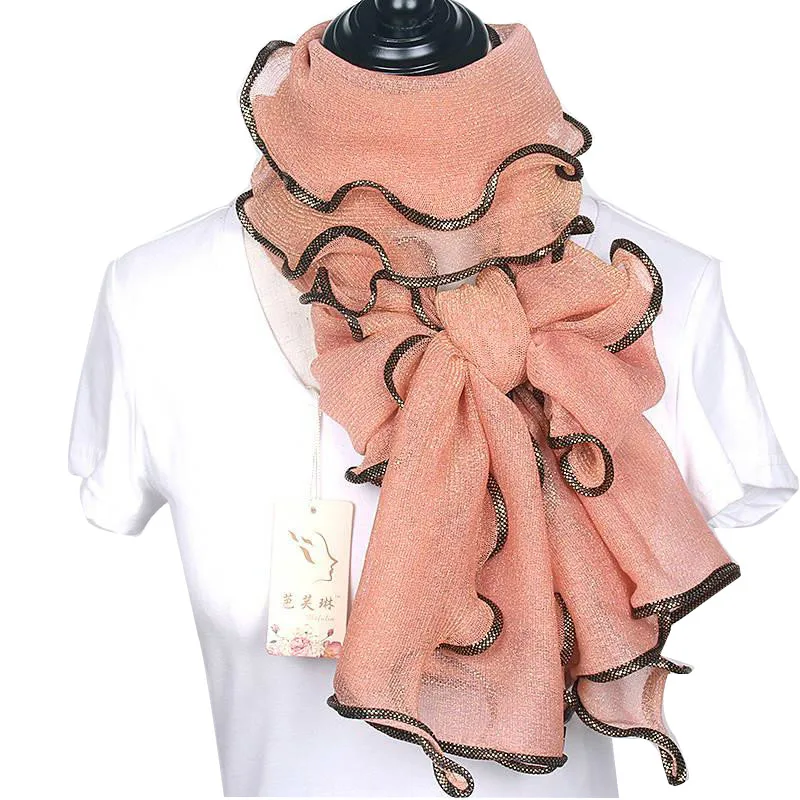 New Arrival Silk Scarves Long Trendy Women Gauze Plain Color Scarf Wrap Women's Breathe Absorb Sweat Lace Shawl | Аксессуары для