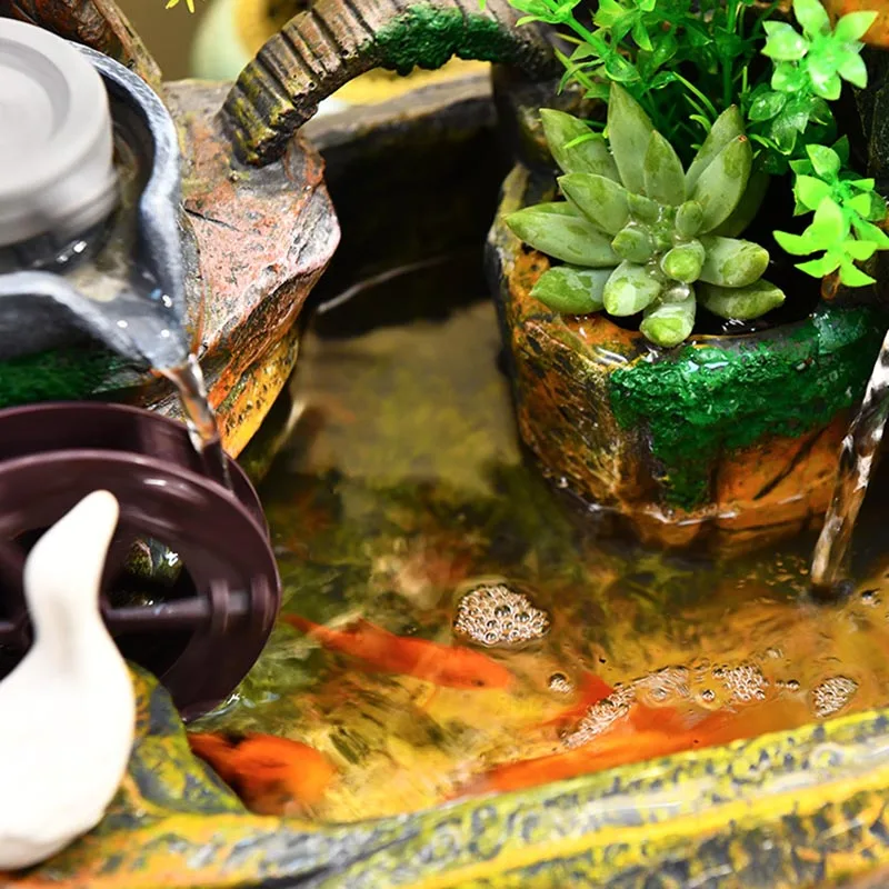220V Lucky Feng Shui украшения дома в помещении фонтан скала смолы фонтаны водопад